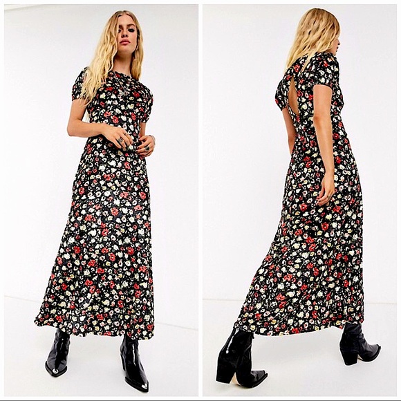 ASOS | FLORAL VELVET HOLIDAY RARE MAXI DRESS - Picture 1 of 5